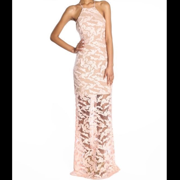 NEW! $418 ABS by Allen Schwartz Embroidered Lace Gown Apricot [SZ Small ]‎ - Picture 4 of 7